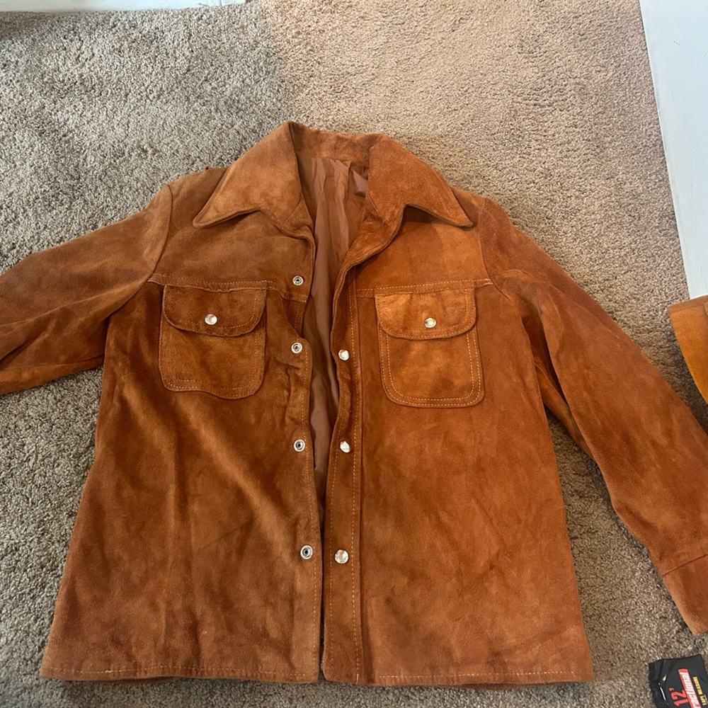 Vintage Suede Leather Button Up Jacket